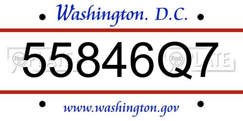 55846Q7 District Of Columbia License Plate