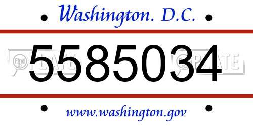 5585034 District Of Columbia License Plate