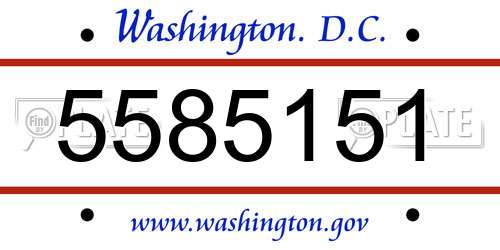 5585151 District Of Columbia License Plate