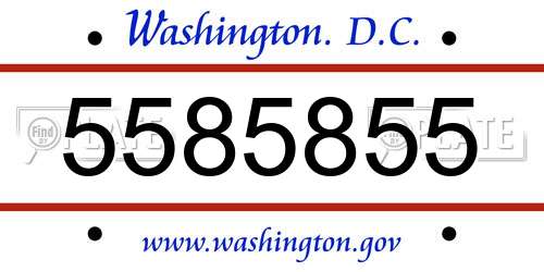 5585855 District Of Columbia License Plate