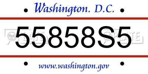 55858S5 District Of Columbia License Plate