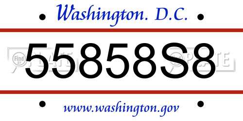 55858S8 District Of Columbia License Plate