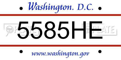 5585HE District Of Columbia License Plate