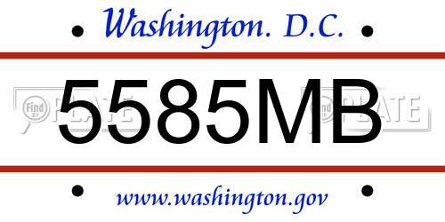 5585MB District Of Columbia License Plate