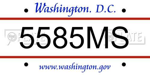 5585MS District Of Columbia License Plate