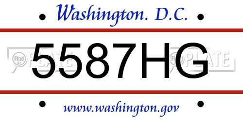 5587HG District Of Columbia License Plate