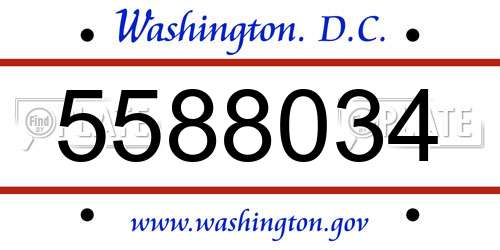 5588034 District Of Columbia License Plate