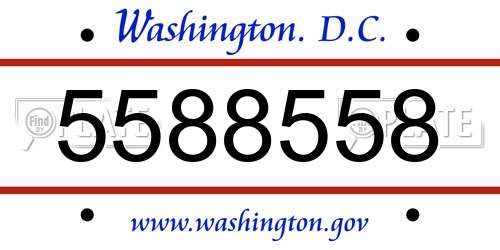 5588558 District Of Columbia License Plate