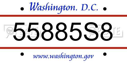 55885S8 District Of Columbia License Plate