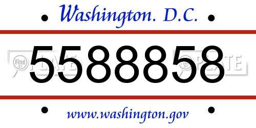 5588858 District Of Columbia License Plate