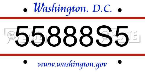 55888S5 District Of Columbia License Plate