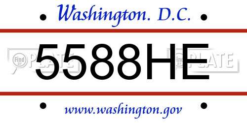 5588HE District Of Columbia License Plate
