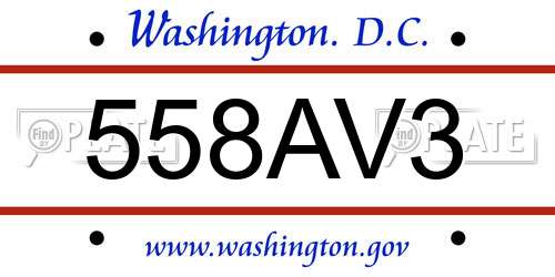 558AV3 District Of Columbia License Plate