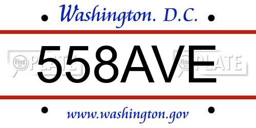558AVE District Of Columbia License Plate