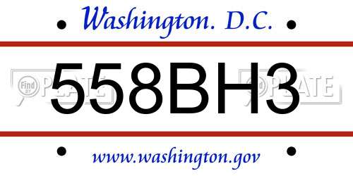 558BH3 District Of Columbia License Plate