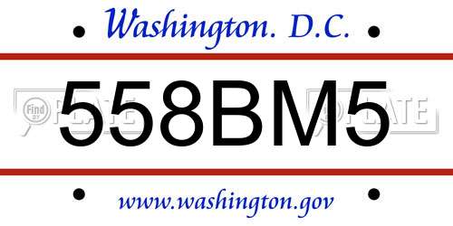 558BM5 District Of Columbia License Plate