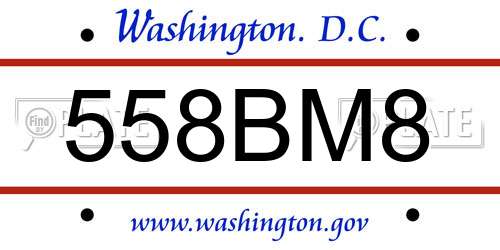 558BM8 District Of Columbia License Plate