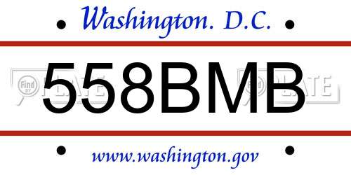 558BMB District Of Columbia License Plate