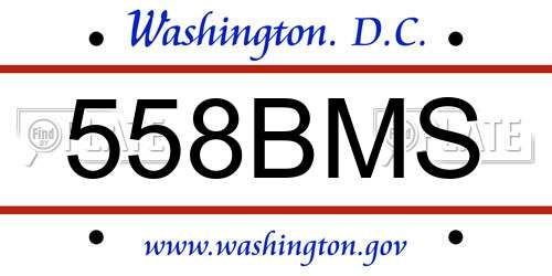 558BMS District Of Columbia License Plate