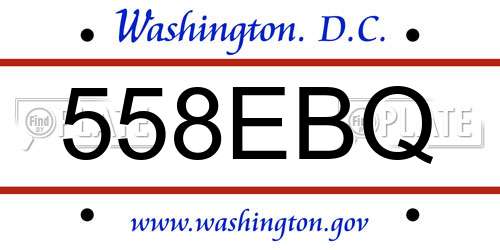 558EBQ District Of Columbia License Plate
