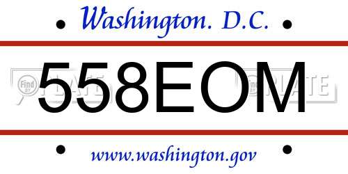 558EOM District Of Columbia License Plate