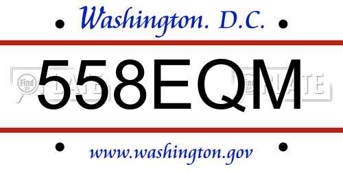 558EQM District Of Columbia License Plate