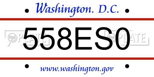 558ES0 District Of Columbia License Plate