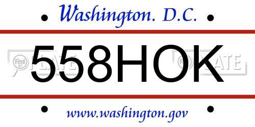 558HOK District Of Columbia License Plate