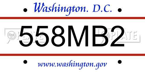558MB2 District Of Columbia License Plate