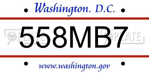 558MB7 District Of Columbia License Plate