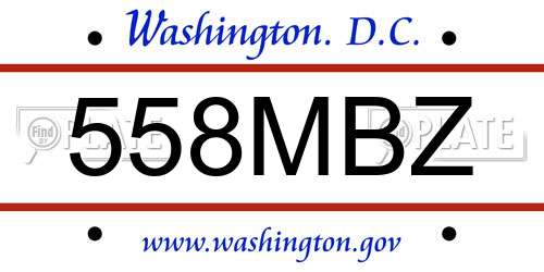 558MBZ District Of Columbia License Plate