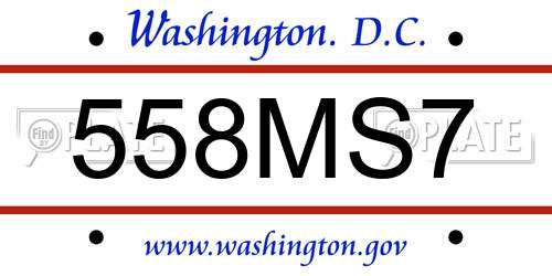 558MS7 District Of Columbia License Plate
