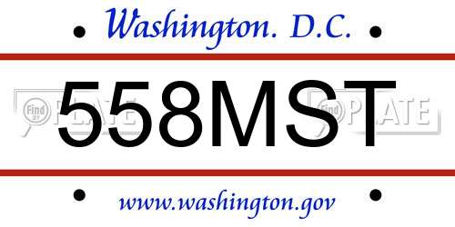 558MST District Of Columbia License Plate