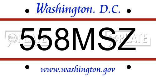 558MSZ District Of Columbia License Plate