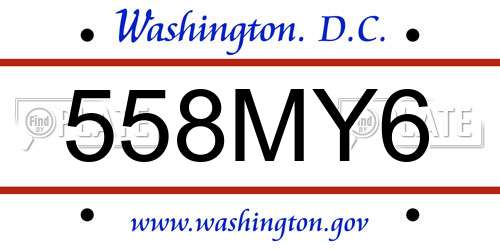 558MY6 District Of Columbia License Plate