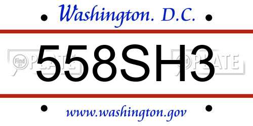558SH3 District Of Columbia License Plate