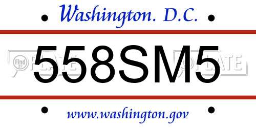 558SM5 District Of Columbia License Plate