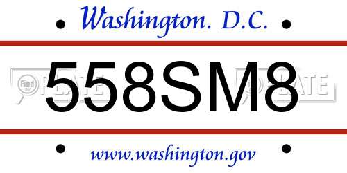 558SM8 District Of Columbia License Plate