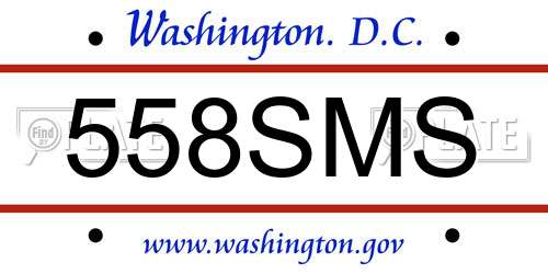 558SMS District Of Columbia License Plate