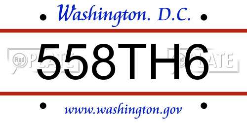 558TH6 District Of Columbia License Plate