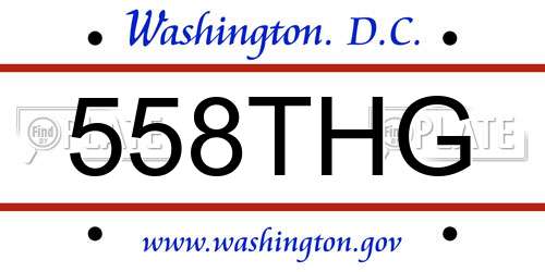 558THG District Of Columbia License Plate