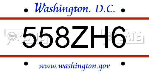 558ZH6 District Of Columbia License Plate