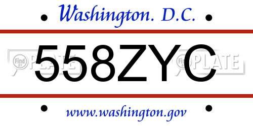 558ZYC District Of Columbia License Plate
