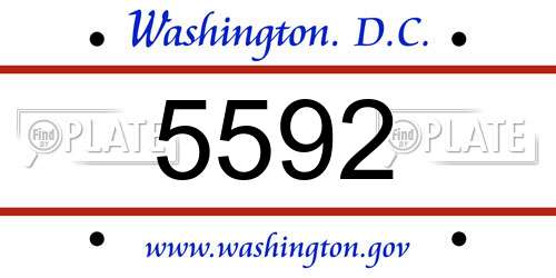 5592 District Of Columbia License Plate