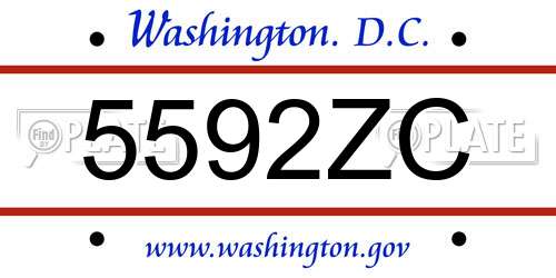 5592ZC District Of Columbia License Plate