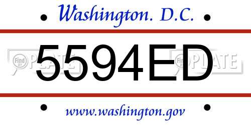 5594ED District Of Columbia License Plate