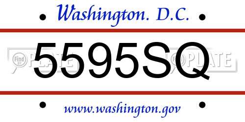 5595SQ District Of Columbia License Plate