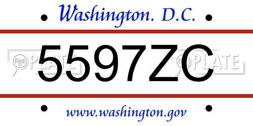 5597ZC District Of Columbia License Plate