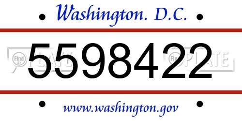 5598422 District Of Columbia License Plate