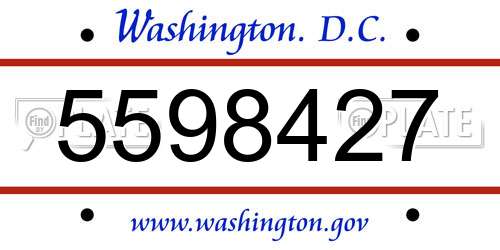 5598427 District Of Columbia License Plate
